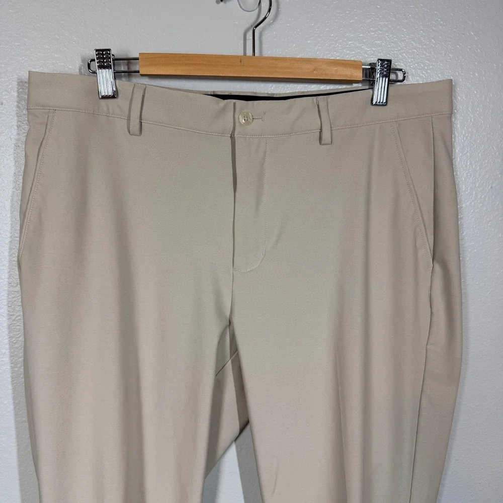 Greg Norman Golf Pants Mens 36x34 Khaki Performance Stretch Flat Front Trousers